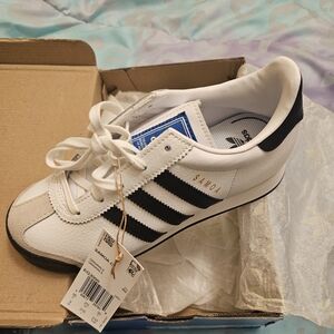 Adidas Samoa White Sneakers with Black Stripes